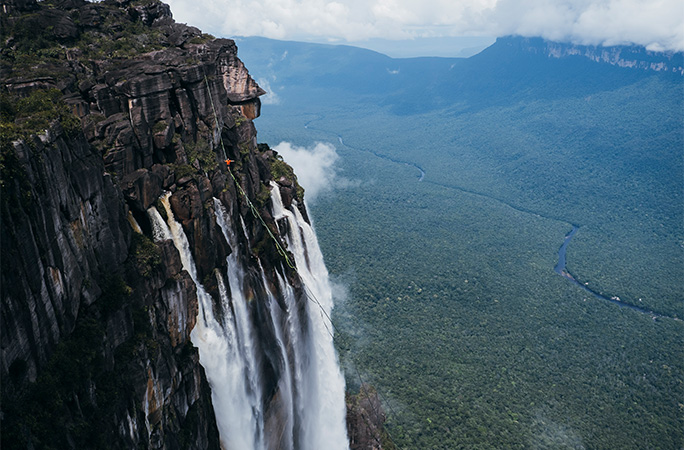 view of slackline from one side