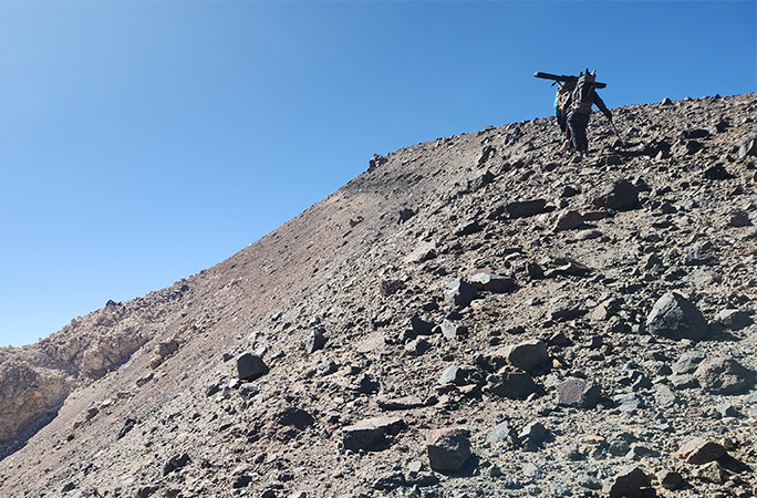 climbing up tge moutain