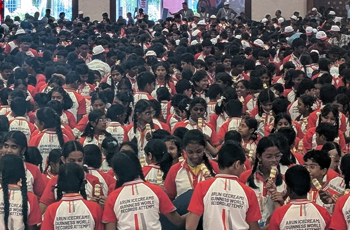 chain of kids lined up