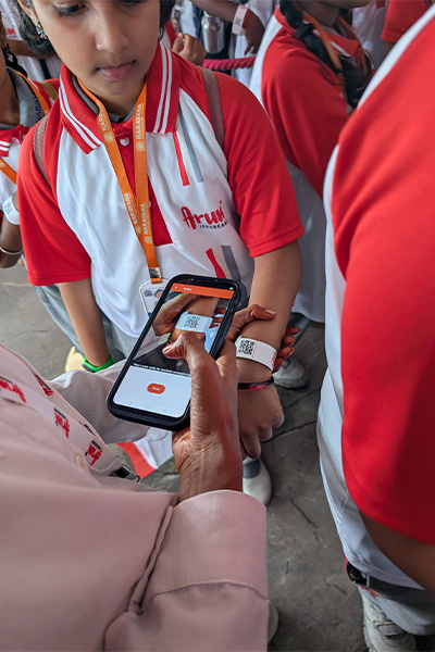 people being scanned in