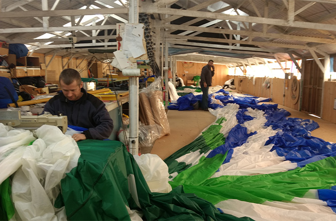 the kite being made
