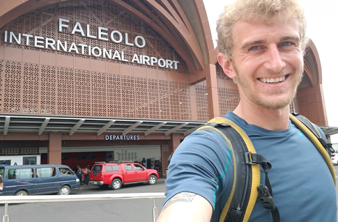 Paul outside the airport in Apia