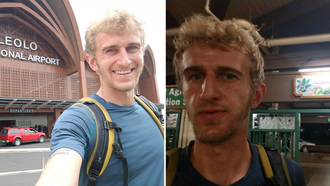 split image of Paul in different locations during his birthday