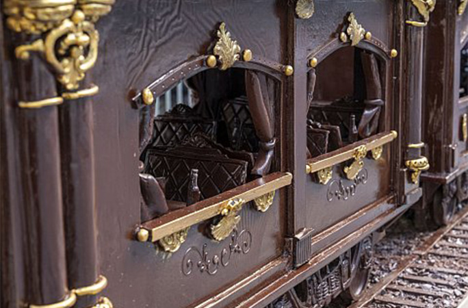 train carriages made of chocolate