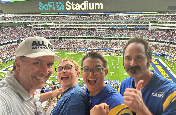 Selfie with friends at a Rams game
