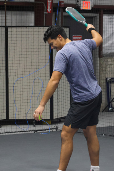 Serving a ball in the pickleball marathon