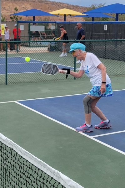 Joyce playing pickleball