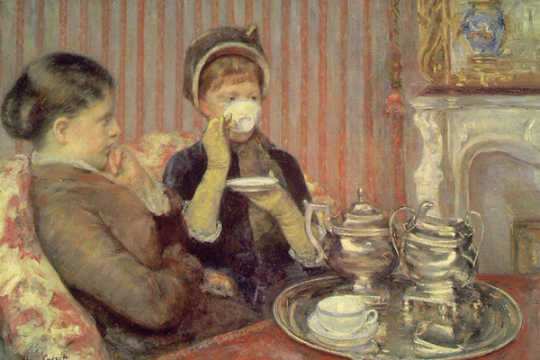 Portrait of ladies having tea