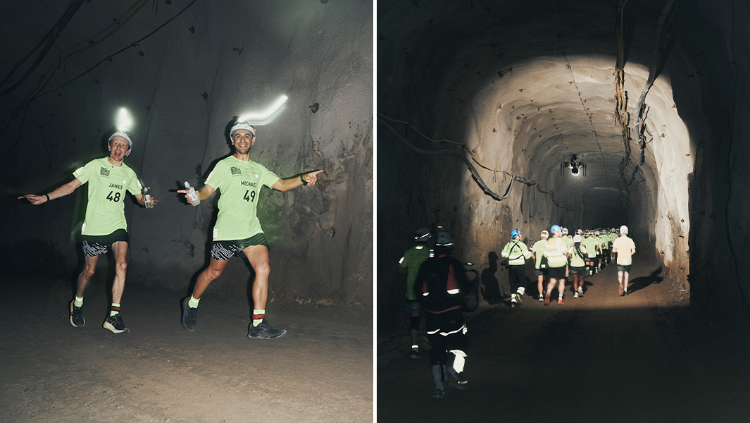 split image of runners doing the deepest marathon