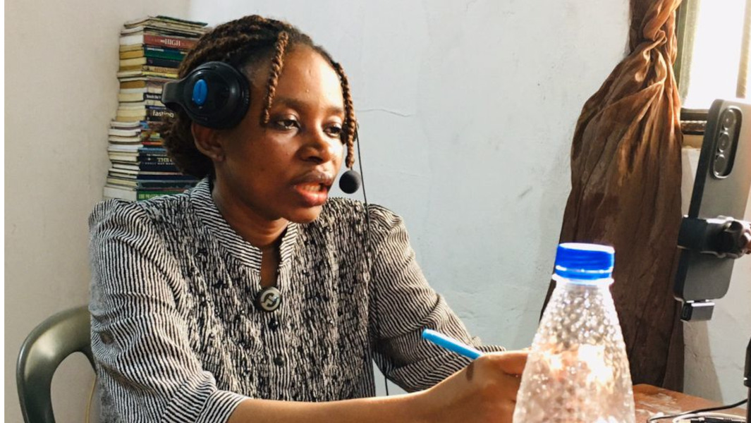 Split screen of Favour counting and colourful numbers  