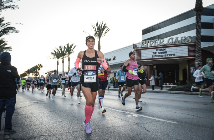 Carrie running during the race