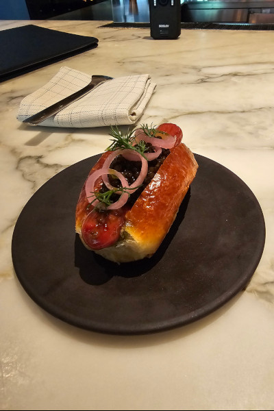 Hot dog with caviar