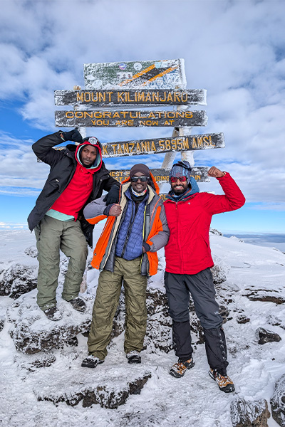 Anmish on Kilimanjaro with two others