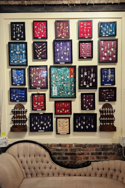 Spoons on the wall in cases