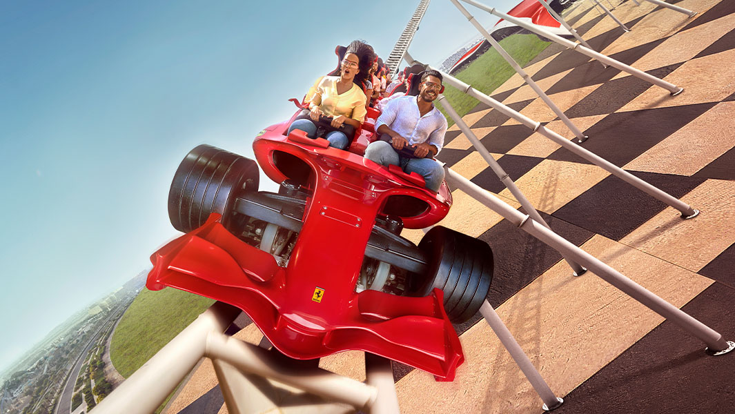 riders on the Formula Rossa rollercoaster