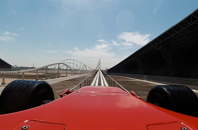 view of the tracks from inside Formula Rossa