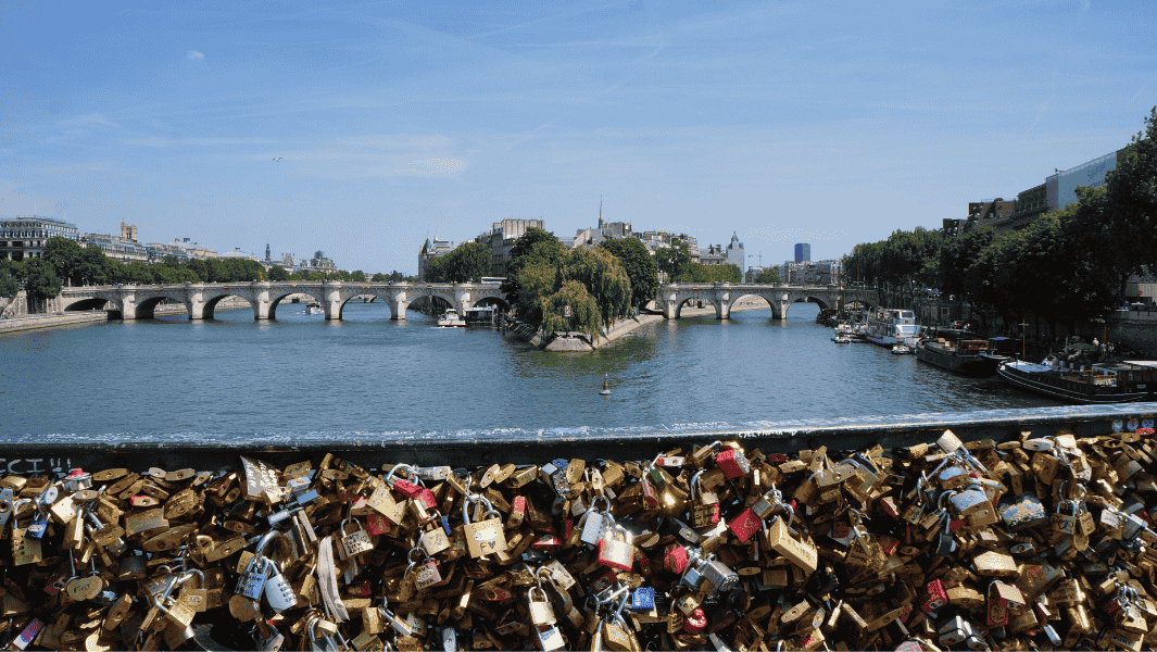 Pont-des-Arts with love-locks on the railing