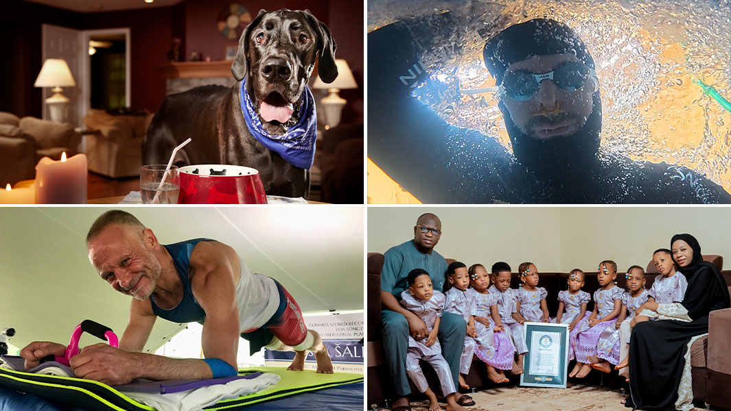 split image of four different record holders