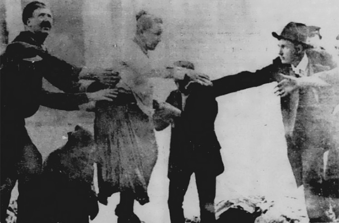 Annie being helped to shore