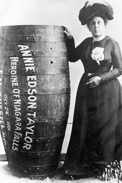 Annie with her barrel