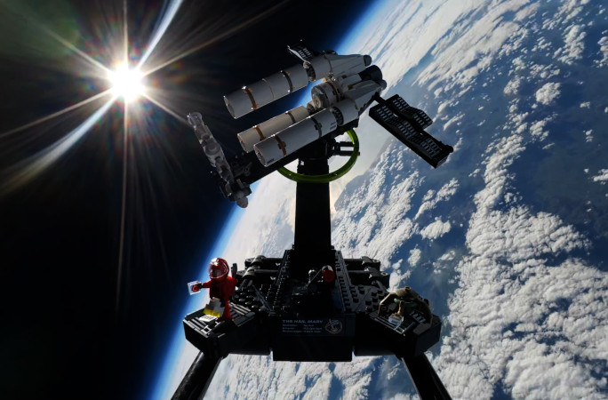 The LEGO set in space