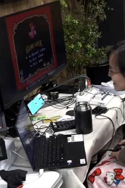 Audrey playing Super Mario