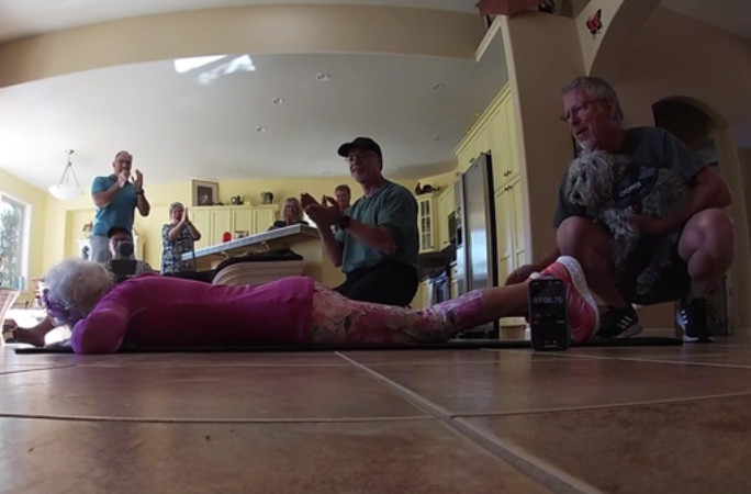 Suzannah's loved ones celebrating after she took the record