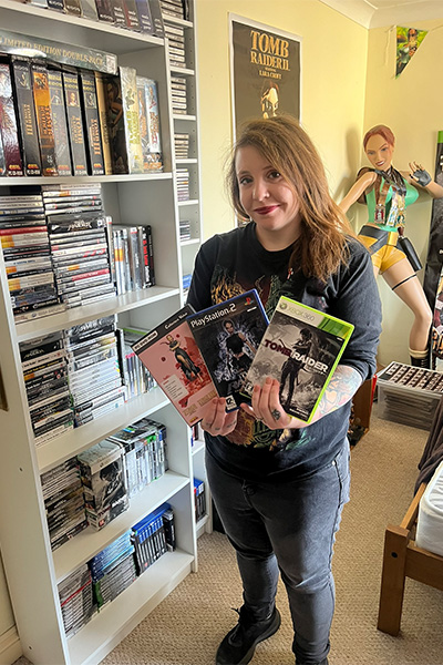 Amy with some of her Tomb Raider games