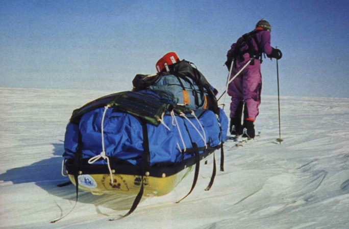 Ann pulling a sled