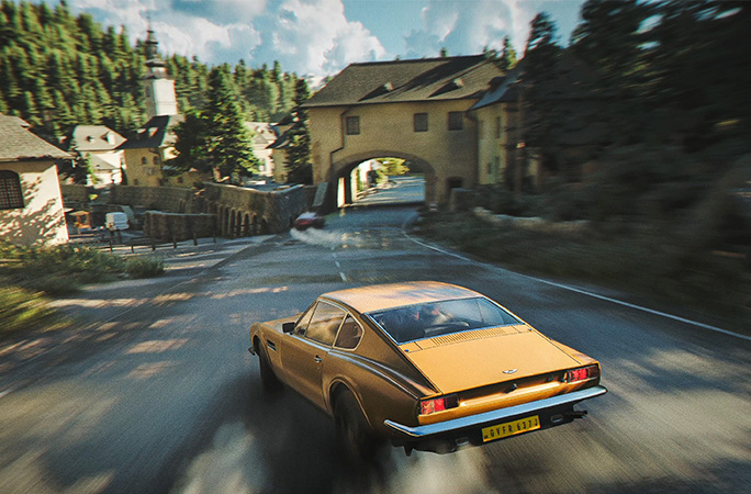 a car chase in 007 First Light