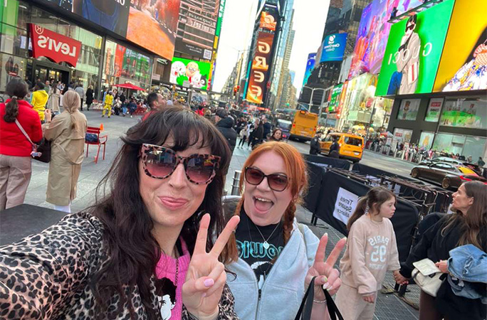 GWR's Vicki Newman in Times Square with friend Kirsty