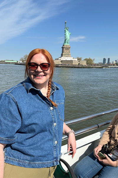 GWR's Vicki Newman with the Statue of Liberty