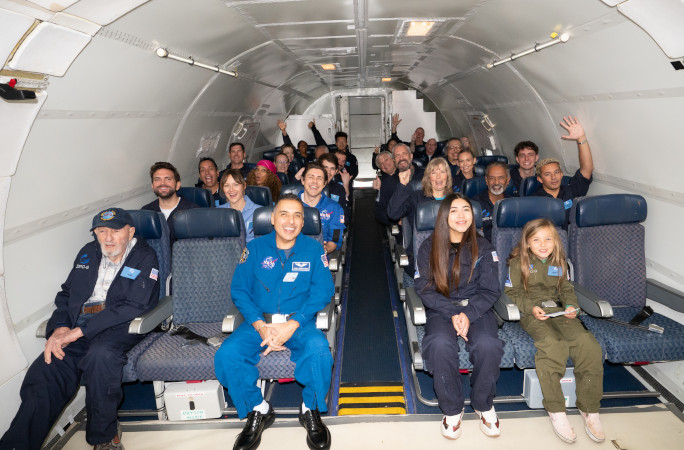 The flight group sitting on the plane before takeoff