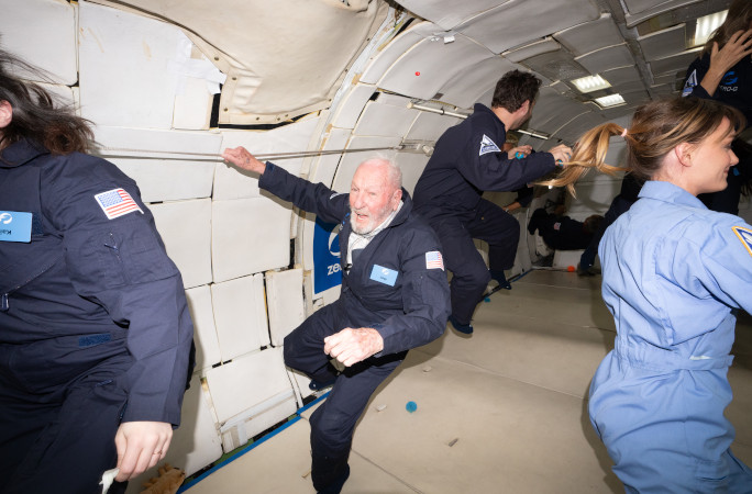 Solo shot of Robert flying in the plane