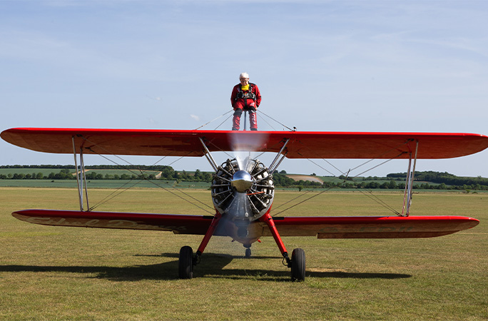 Harry on top of the plane