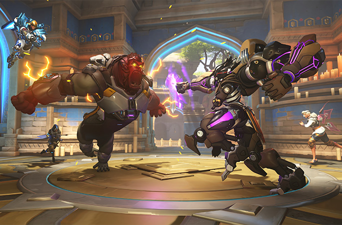 Overwatch characters fighting