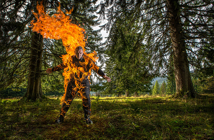 record holder doing a full body burn