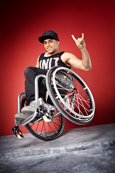 record holder sitting in a wheelchair