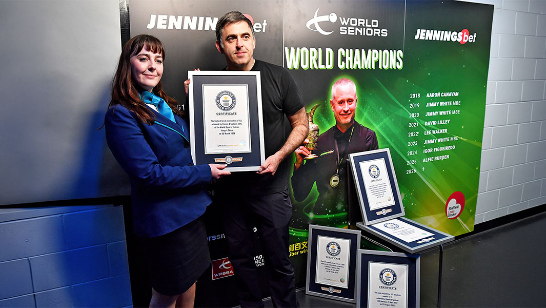 Ronnie O'Sullivan with GWR Adjudicator Rebecca Ward