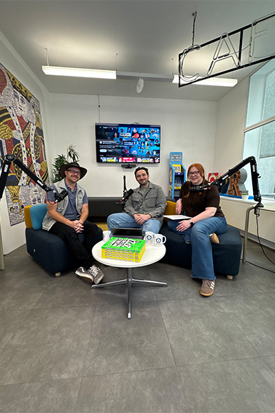 Graham in the studio with GWR's Will and Vicki