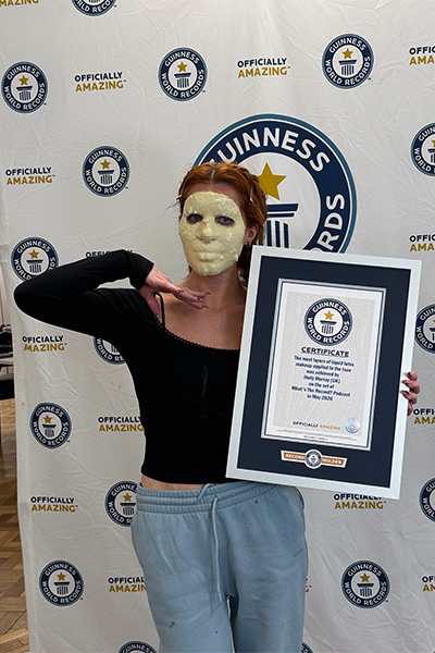 Holly broke a new record by making a mask with liquid latex