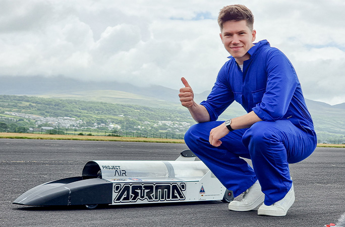 James with his jet powered car