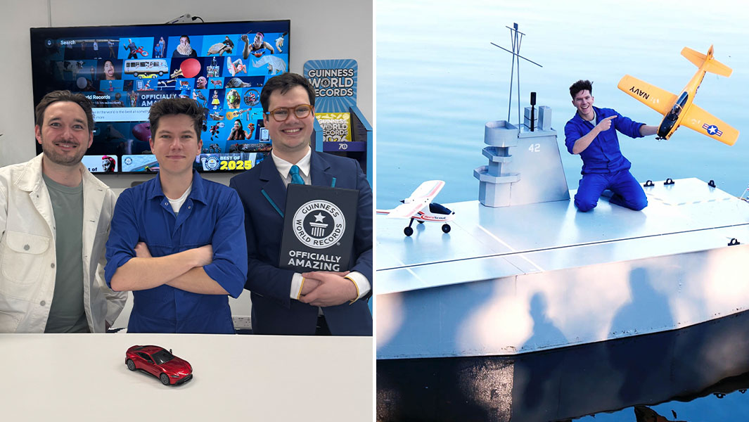 James with GWR’s Will Munford and Will Sinden and on his RC aircraft carrier