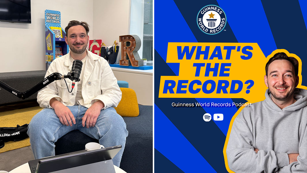 split image of GWR's Will Munford on the sofa and What's the Record? promo image