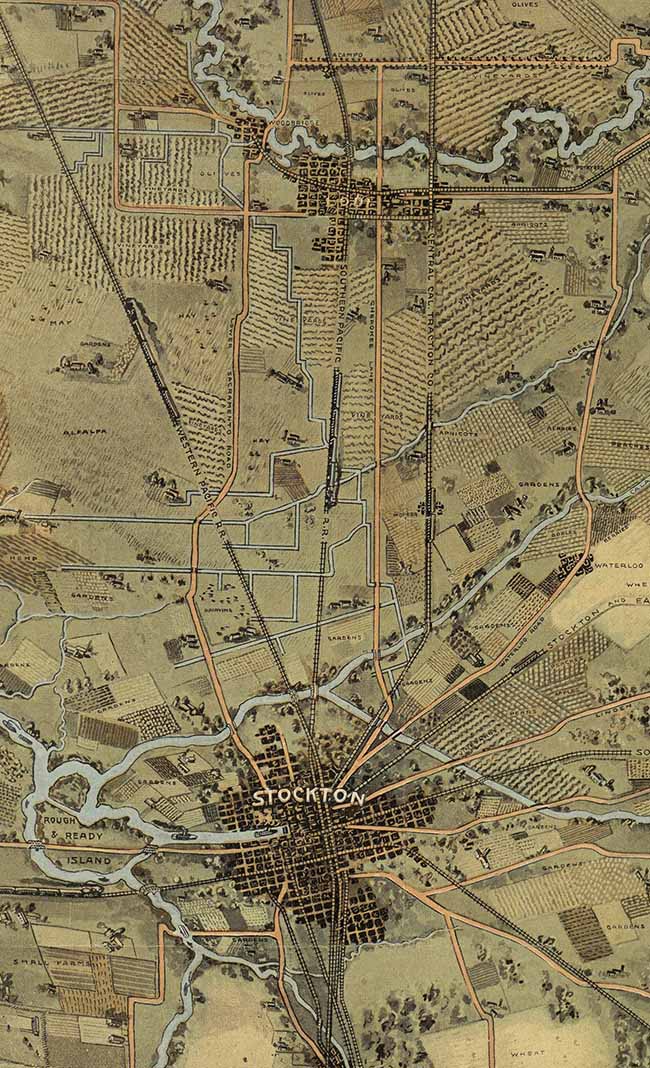 Early 20th century map of San Joaquin County, California.