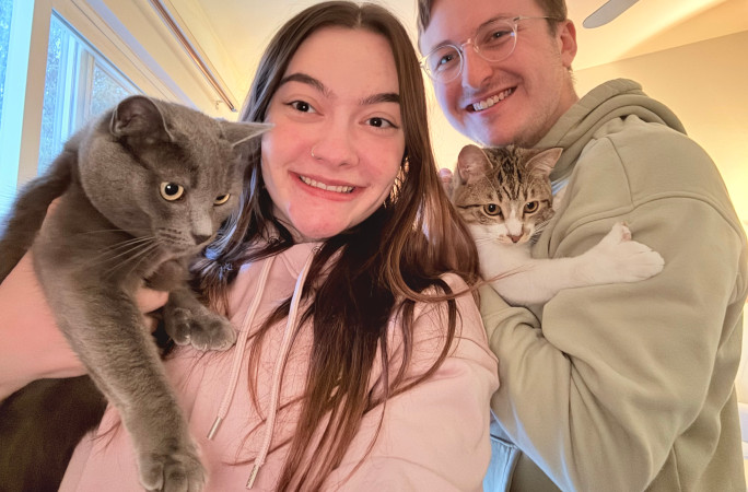 Delaney, her partner, and their two cats