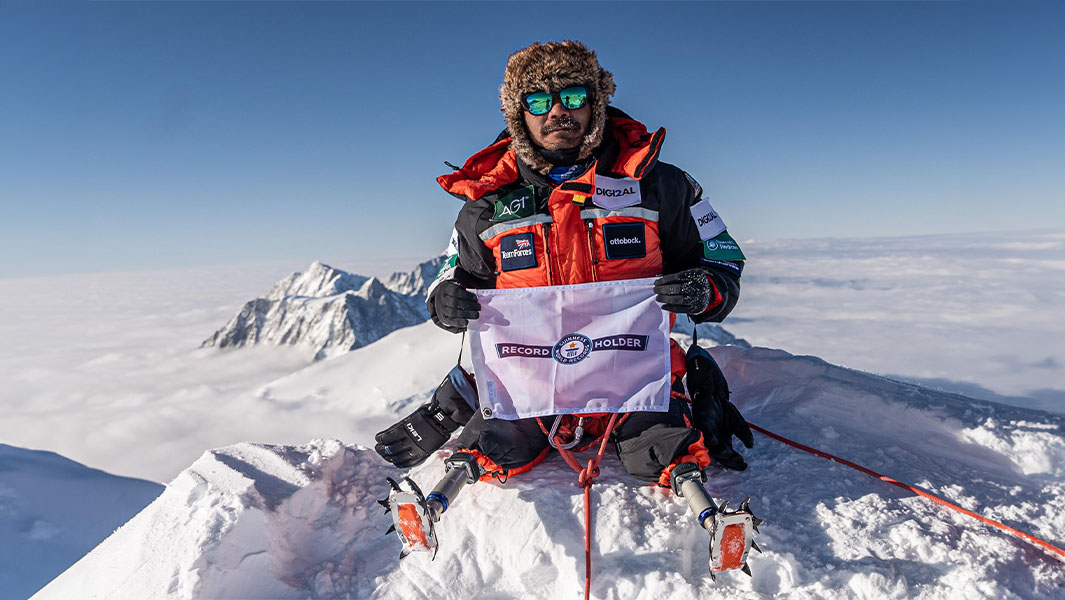 split image of Hari on a mountain and being presented with his GWR 