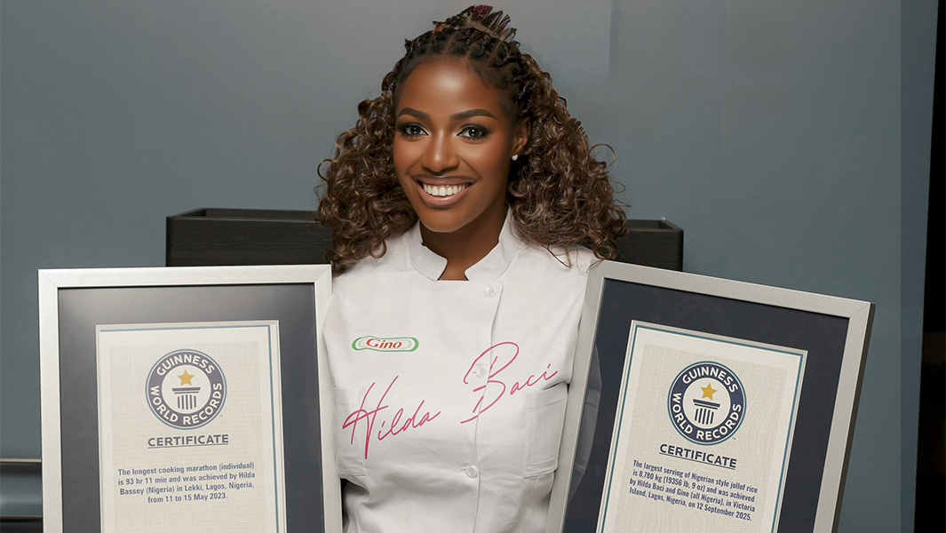 split image of Hilda cooking and holding two GWR certificates