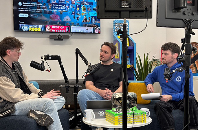 Jack on the sofa with GWR's Will Munford and Dom Punt