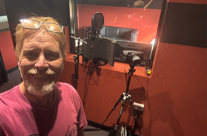 Joseph in the studio to measure his shout